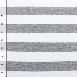 Heather Grey and White Stripe Cotton Jersey Blend Knit Fabric