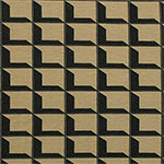 Slightly Flawed Black Prism Square on Mocha Cotton Jersey Blend Knit Fabric