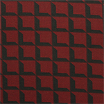 Slightly Flawed Black Prism Square on Maroon Cotton Jersey Blend Knit Fabric
