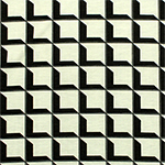 Slightly Flawed Black Prism Square on Off White Cotton Jersey Blend Knit Fabric