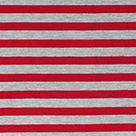 True Red Heather Grey Half Inch Stripe Cotton Jersey Blend Knit Fabric