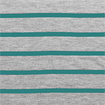 Teal Green Heather Grey Small Stripe Cotton Jersey Blend Knit Fabric