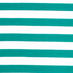 Teal Blue and White Stripe Cotton Jersey Blend Knit Fabric