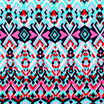 Navy Pink Turquoise Small Diamonds Slub Cotton Jersey Blend Knit Fabric