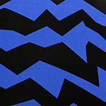 Electric Blue Black Big Broken Chevron Cotton Spandex Blend Knit Fabric