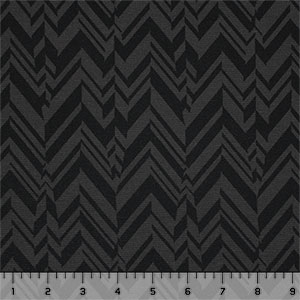 Half Metre Black Charcoal Broken Chevron Feathers Ponte de Roma Knit Fabric
