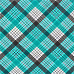 Black Grey Blue Plaid Cotton Jersey Blend Knit Fabric