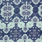 Mint and Blue Ornate Paisley Cotton Spandex Blend Knit Fabric