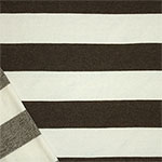 Dark Brown Natural White Wide Stripe Cotton French Terry Knit Fabric
