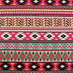 Emerald Green Red Ethnic Diamond Rows Ponte De Roma Knit Fabric