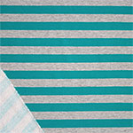 Teal Heather Grey Stripe Cotton Jersey Sweatshirt Fleece Knit Fabric